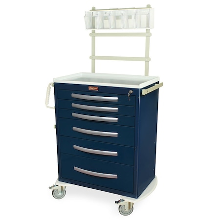 Harloff ASeries Lightweight Anesthesia Cart wMD30ANS Package, Tall, Standard Width, Six Drawers, Key Lock MPA3030K06+MD30-ANS